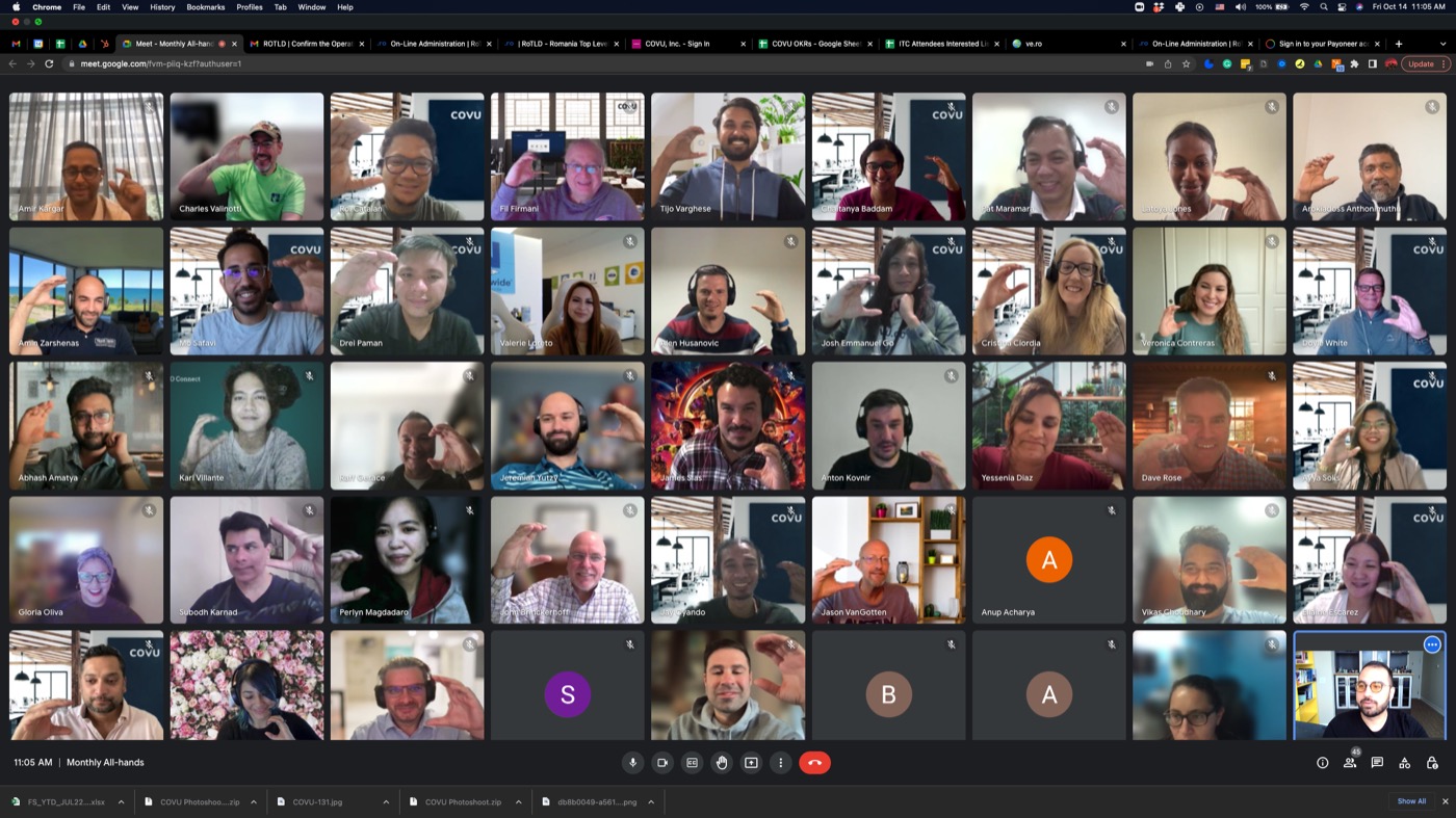COVU monthly all-hands with the distributed team